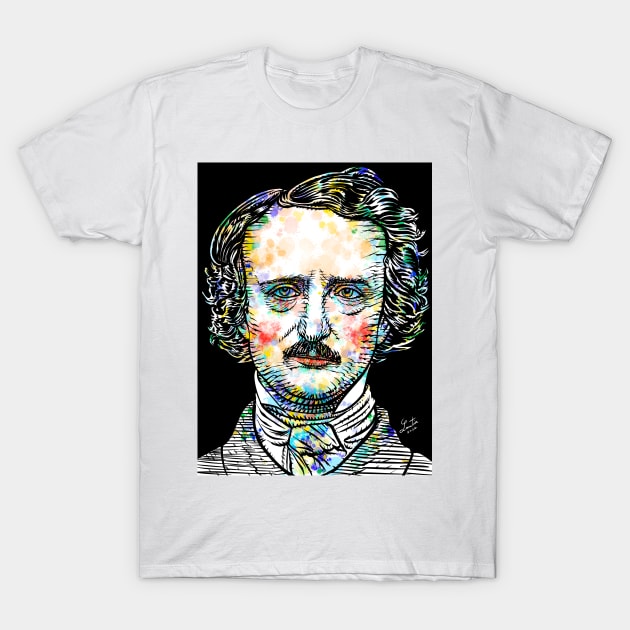 EDGAR ALLAN POE watercolor and ink portrait T-Shirt by lautir